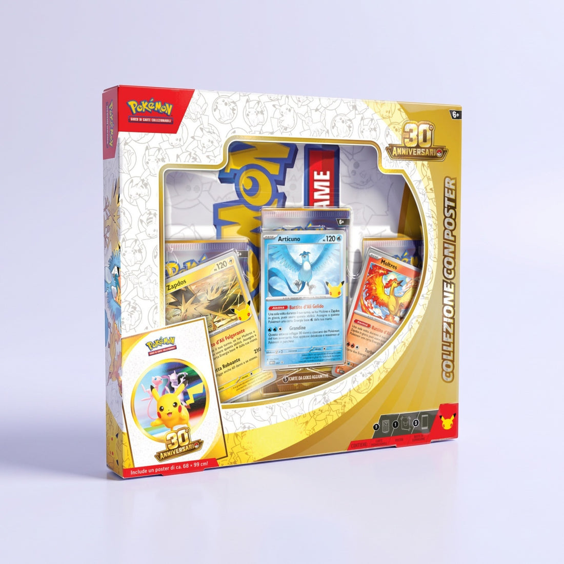 Collezione con Poster Moltres, Zapdos e Articuno 30° Anniversario